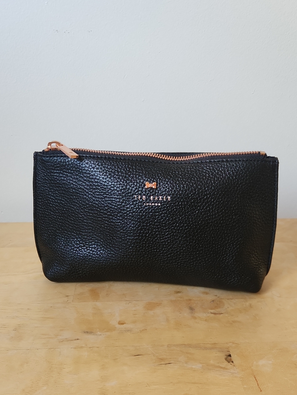 Ted Baker London Black Leather Clutch Cosmetic Bag
